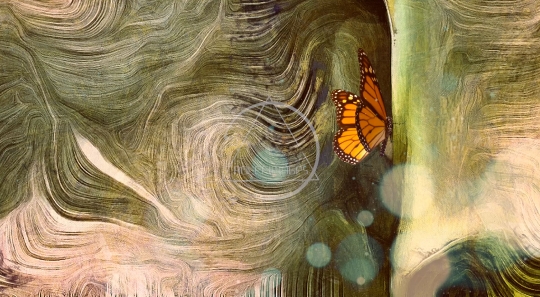 Abstract painting  soft pastel colors. Butterfly